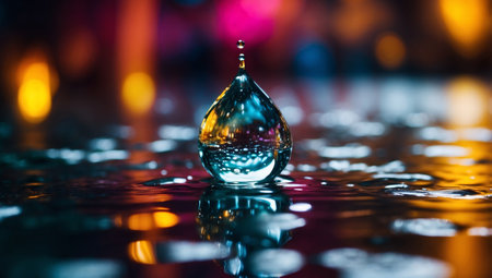 AI Generated. Water drop on colorful background Water drop on water surfaceの素材