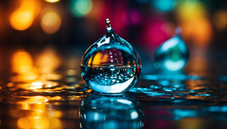 AI Generated. Water drop on colorful background Water drop on water surfaceの素材