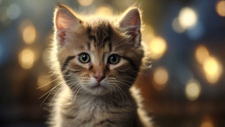 AI Generated. Confused Kitten A Whiskered Companion in a State of Perplexityの素材