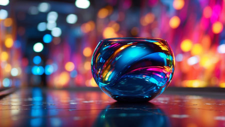 AI Generated. Vibrant Digital Effects Illuminate a Modern Art Gallery Exhibitの素材