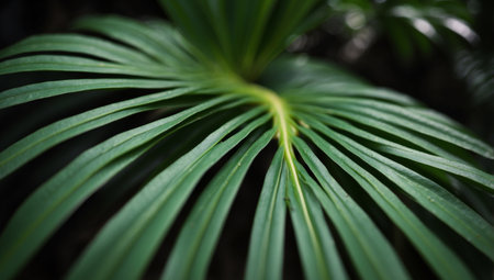 AI Generated. HighContrast Palm Leaf Timelapse A CloseUp of Texture and Lightの素材