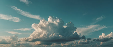 AI Generated. A vintage-toned sky serves as a blurred natural backdrop, featuring soft clouds and a gentle breeze tinted in cyan, blue, and green huesの素材