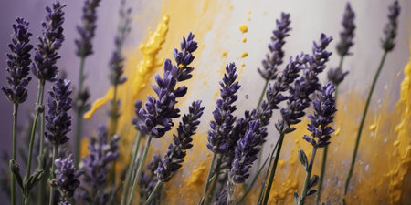 AI Generated. Lavender and Mustard Yellow Abstract Brush Strokesの素材