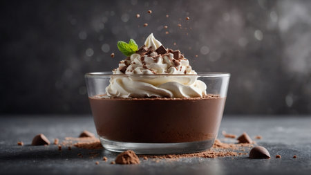 AI Generated. gourmet patisn'tserie - chocolate mousse using white wipped creamの素材