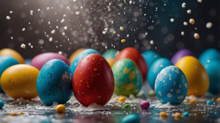 AI Generated. Whimsical Easter Celebration using Colorful Egg Delugeの素材
