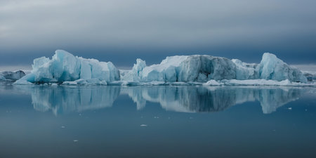 AI Generated. Arctic Chill Gradient Blurs Abstract in Icy Blue to Cool Grayの素材