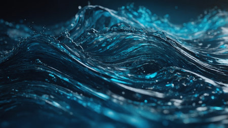 AI Generated. Abstract Futurisn'ttic blue wave digital Backgroundの素材