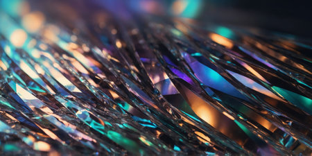 AI Generated. Abstract iridescent crystal light rays reflection backgroundの素材