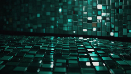 AI Generated. abstract background using dark green squaresの素材