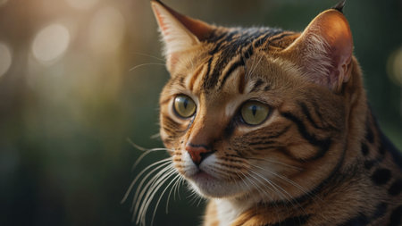 AI Generated. Heads of a cute bengal cat with different emotionsの素材