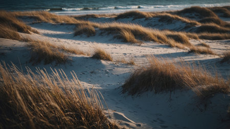 AI Generated. Baltic Sea coast, dunes & s& in winterの素材
