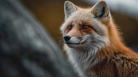 AI Generated. a red arctic fox looking over his also known as shoulderの素材