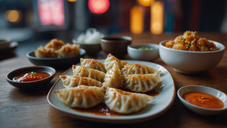 AI Generated. Gyoza Galore A Vibrant Pop Art Tribute to Delicious Dumplingsの素材