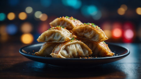 AI Generated. Gyoza Galore A Vibrant Pop Art Tribute to Delicious Dumplingsの素材