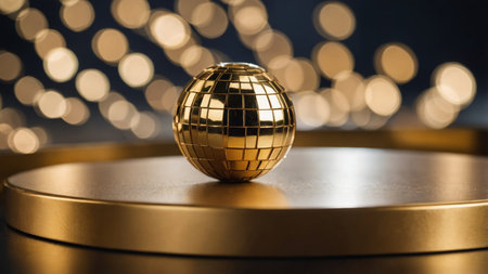 AI Generated. A metallic gold plinth using circular outs adding a touch of luxury to any disn'tplayの素材