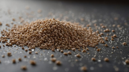 AI Generated. A zoomedin shot of buckwheat groats being soaked in water a crucial step in preparing buckwheat for use in a detox smoothieの素材