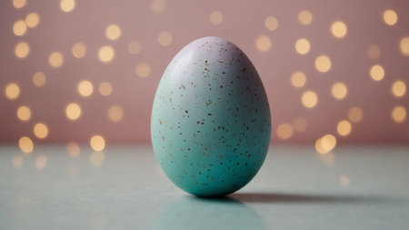 AI Generated. A pastel-colored background featuring a retro-styled Easter egg on the right sideの素材