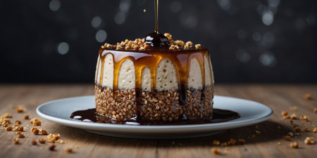 AI Generated. A sophisticated twist on buckwheat pudding with a drizzle of tangy balsamic reduction and a sprinkling of toasted sesame seedsの素材