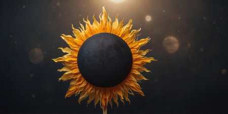 AI Generated. Papercraft art stock image of a paper model of the solar eclipse sunの素材