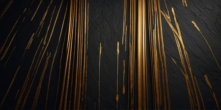 AI Generated. Black background with parallel golden linesの素材