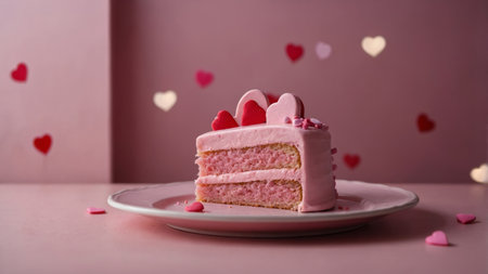 AI Generated. a pink heart shaped cake on a pink table - valentines day conceptの素材