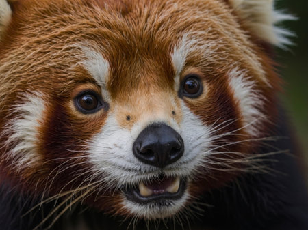 AI Generated. Captivating Close up Red Panda's Focused Gaze Revealedの素材