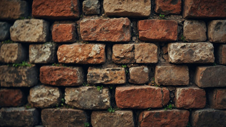 AI Generated. closeup of an old rough stone brick wallの素材