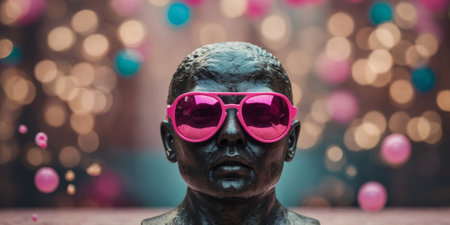 AI Generated. A Modern and Fun Take on the Classical Bust with Pink Sunglasses and a Bubblegumの素材
