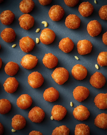 AI Generated. Delicious Crispy Fried Cheese Balls with Tomato Sauceの素材