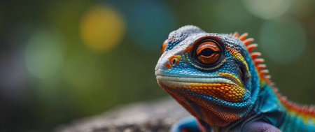 AI Generated. A Colorful Lizard Sporting Stylish Glasses in a Playful Poseの素材