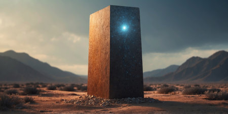 AI Generated. A mysterious alien monolith that seems to control the flow of timeの素材