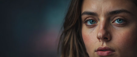 AI Generated. Intimate Closeup of a Sorrowful Eye with a Single Tear Capturing Emotion and Vulnerabilityの素材