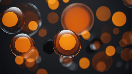 AI Generated. A series of circles with a black and orange one in the middleの素材