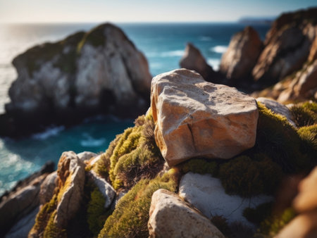 AI Generated. Dramatic Overhead View of Rugged Coastal Wilderness with Striking Rock Formationsの素材