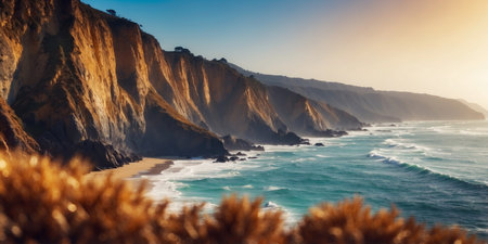 AI Generated. Coastal Cliffs and the Expansive Pacificの素材
