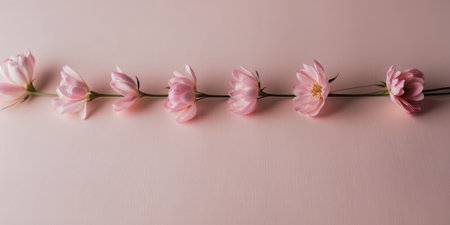 AI Generated. Pink Flowers Border on a Pink Backgroundの素材