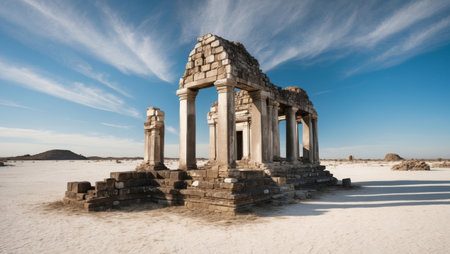 AI Generated. Ruins of an Ancient Temple in a Desolate Landscapeの素材