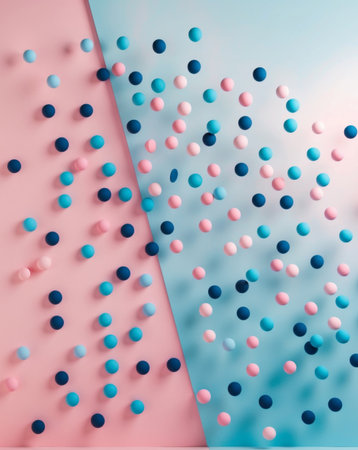AI Generated. A pink and blue background with many small blue and pink circlesの素材