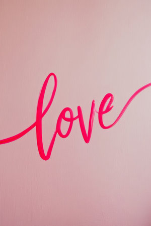 AI Generated. A pink background with the word love written in pinkの素材