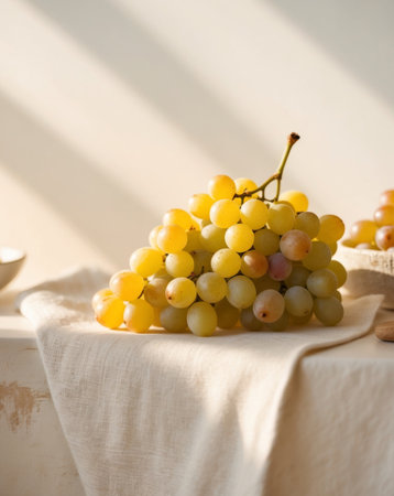 AI Generated. Golden Grapes in Sunlight with Warm Glowの素材