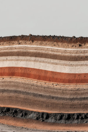 AI Generated. Layers of Soil and Earth Cross Section in Natureの素材