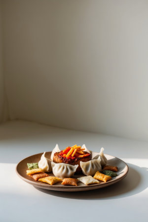 AI Generated. Savory Baked Dish with Dumplings and Snacksの素材