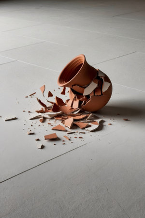 AI Generated. Shattering Clay Pot with Dynamic Fragmentation Effectsの素材