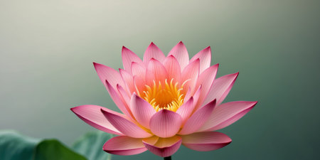 AI Generated. Pink Lotus Flower Blossom Close Up with Green Backgroundの素材