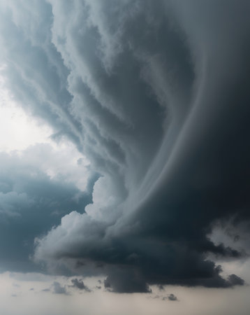 AI Generated. Dramatic Cloudscape Dark Stormy Clouds Covering The Sky As Nature Background Meteorologyの素材