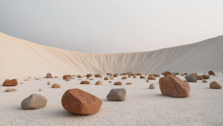 AI Generated. Naturally Occurring Rocks Dispersed in a Craterの素材