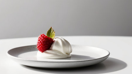 AI Generated. The Raspberry rests on a table atop white substance on white stuffの素材
