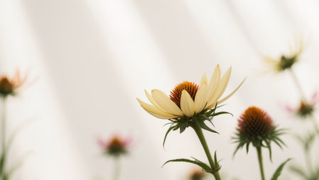 AI Generated. Bee Flower Spring Summer Petal Coneflowerの素材