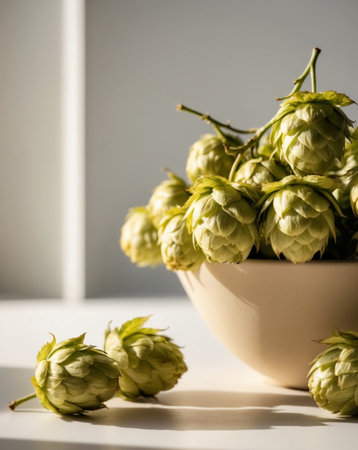 AI Generated. Freshly harvested hop cones for brewing and enhancing the flavor profiles of beerの素材