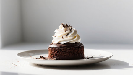 AI Generated. Delicious chocolate dessert with whipped cream and chocolate sprinklesの素材